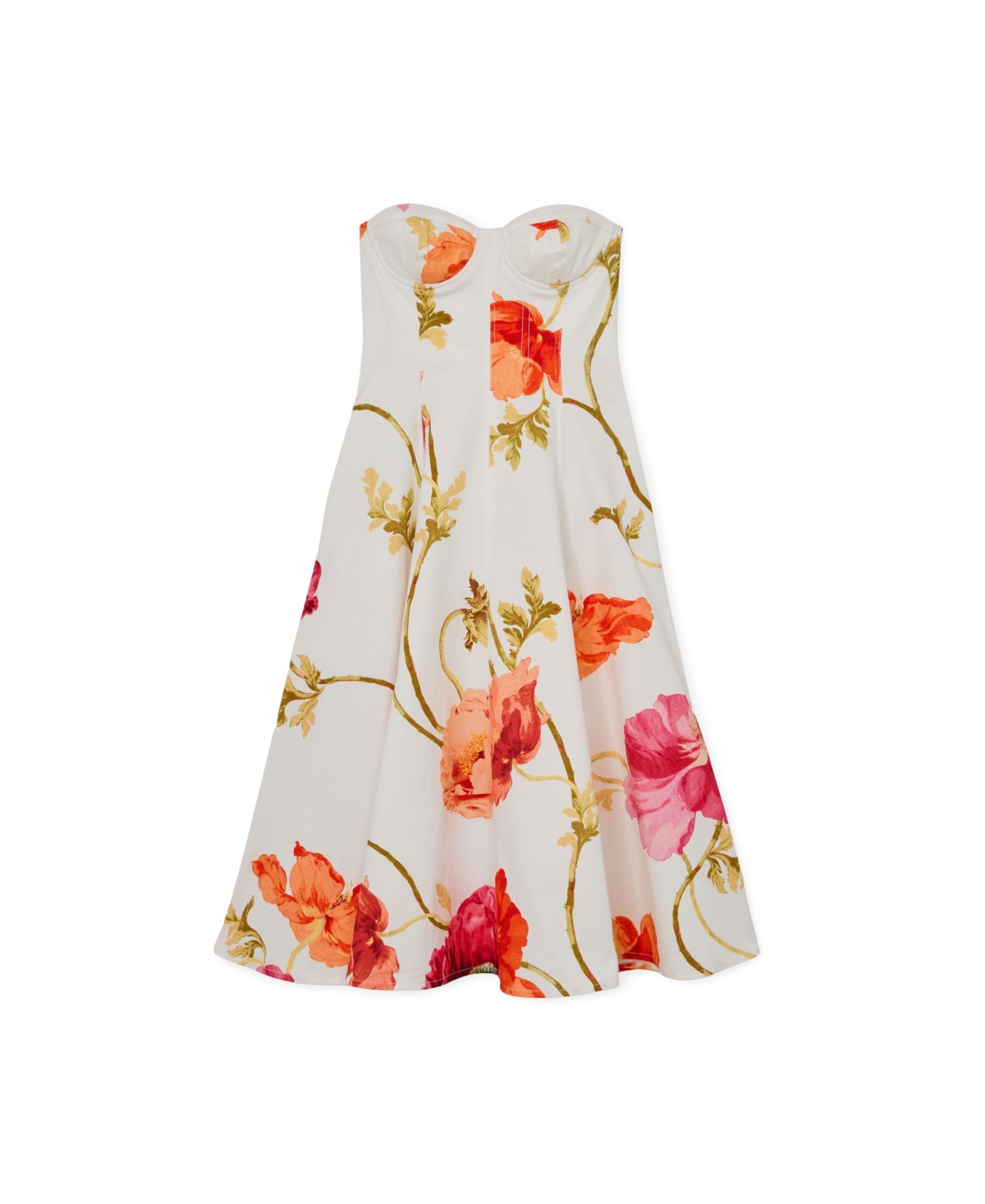 Reiss Women's Cotton Floral Bustier Midi Dress with Stretch