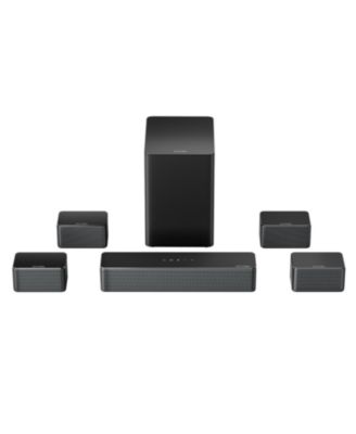 7.1ch Soundbar with Wireless Subwoofer, Surround Sound System for TV, App Control, 410W Peak Power, 4 Wired Surround Speakers, Poseidon D70