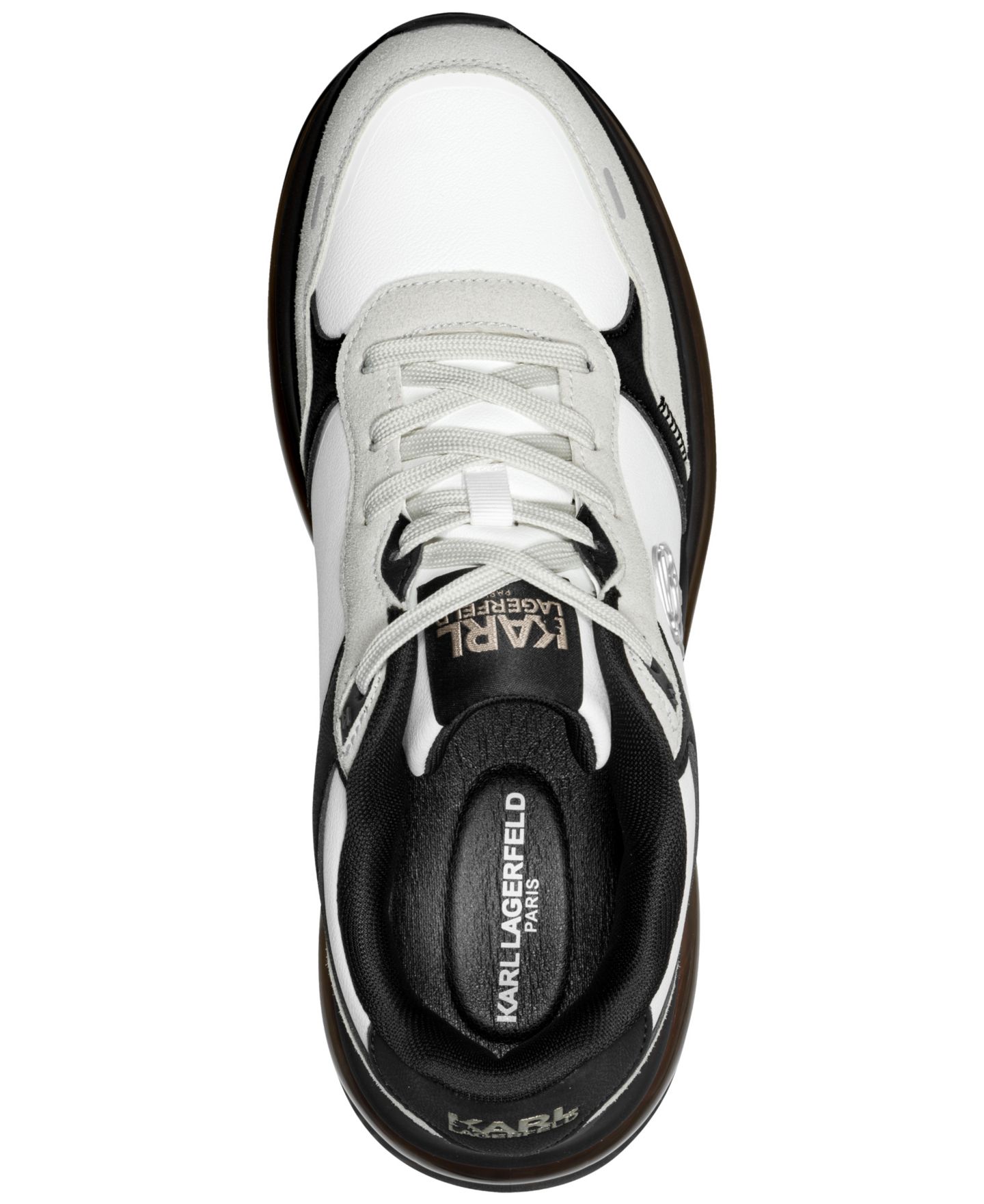 Мужские кроссовки KARL LAGERFELD PARIS Karl Lagerfeld Nadir Mixed-Media Lace-Up Runner, цвет: Белый / Серый — фото 4