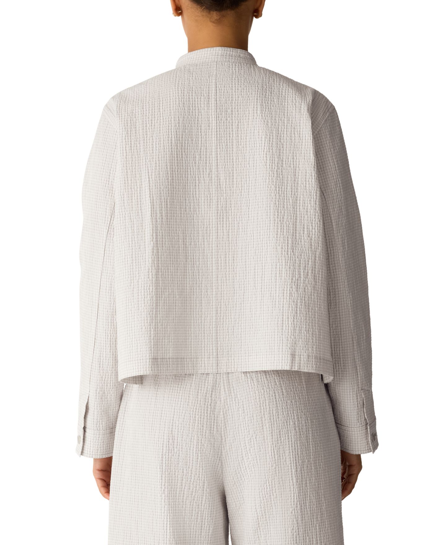 Женская куртка Eileen Fisher Mandarin Collar Shirt Jacket, Regular and Plus Size, цвет: Меловой — фото 4