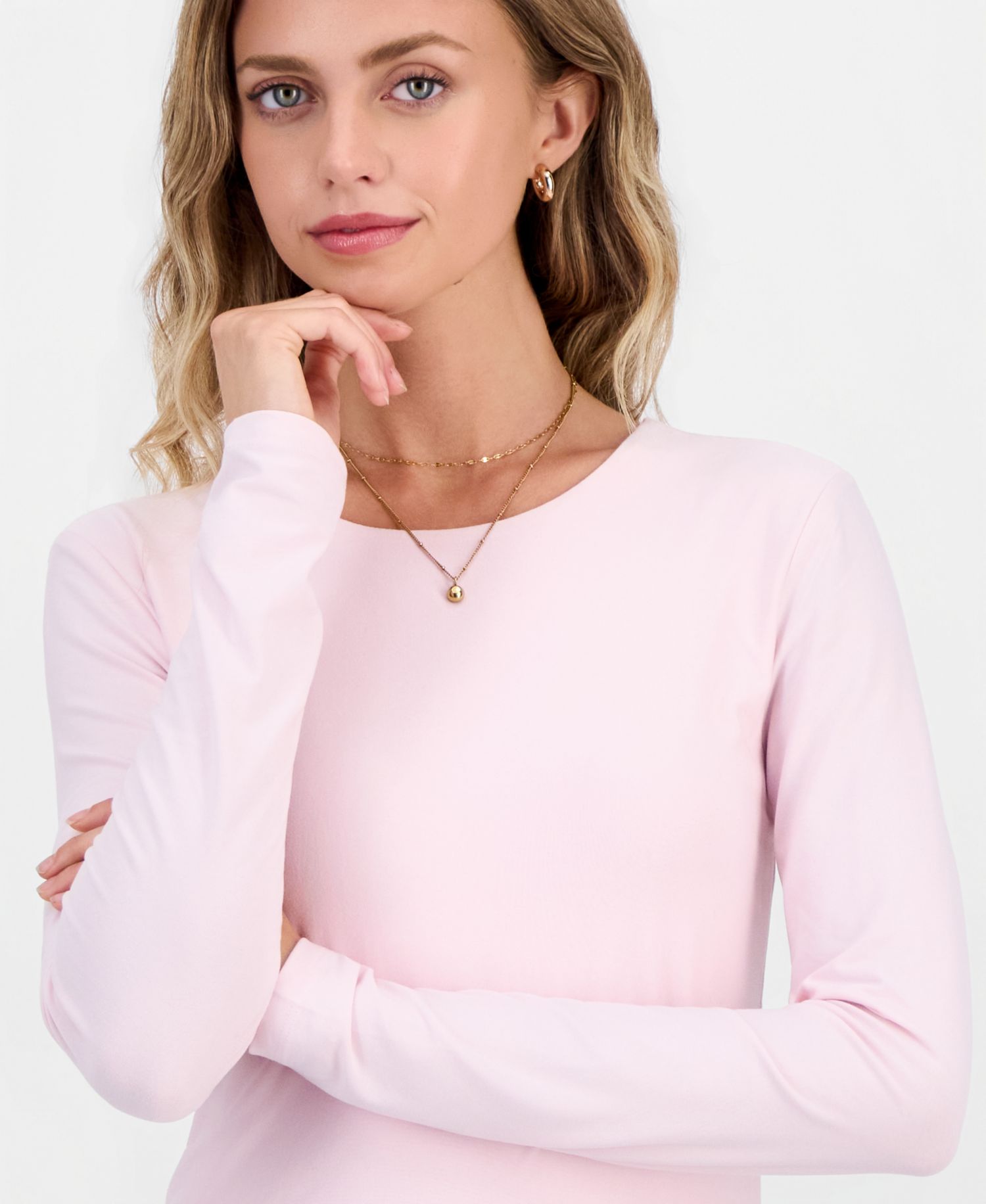 Juniors' Crewneck Long-Sleeve T-Shirt