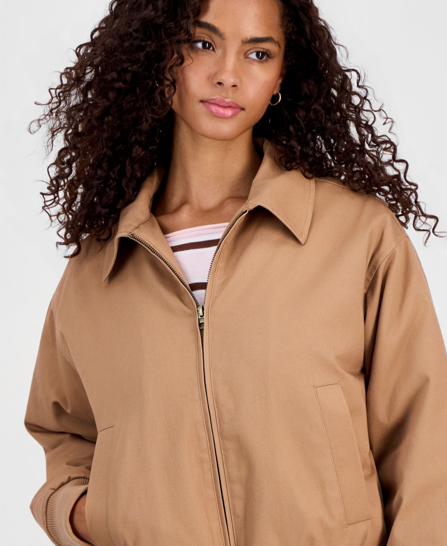 Женская куртка Hippie Rose Juniors' Twill Bomber, цвет: Верблюжий рыжевато-коричневый — фото 3