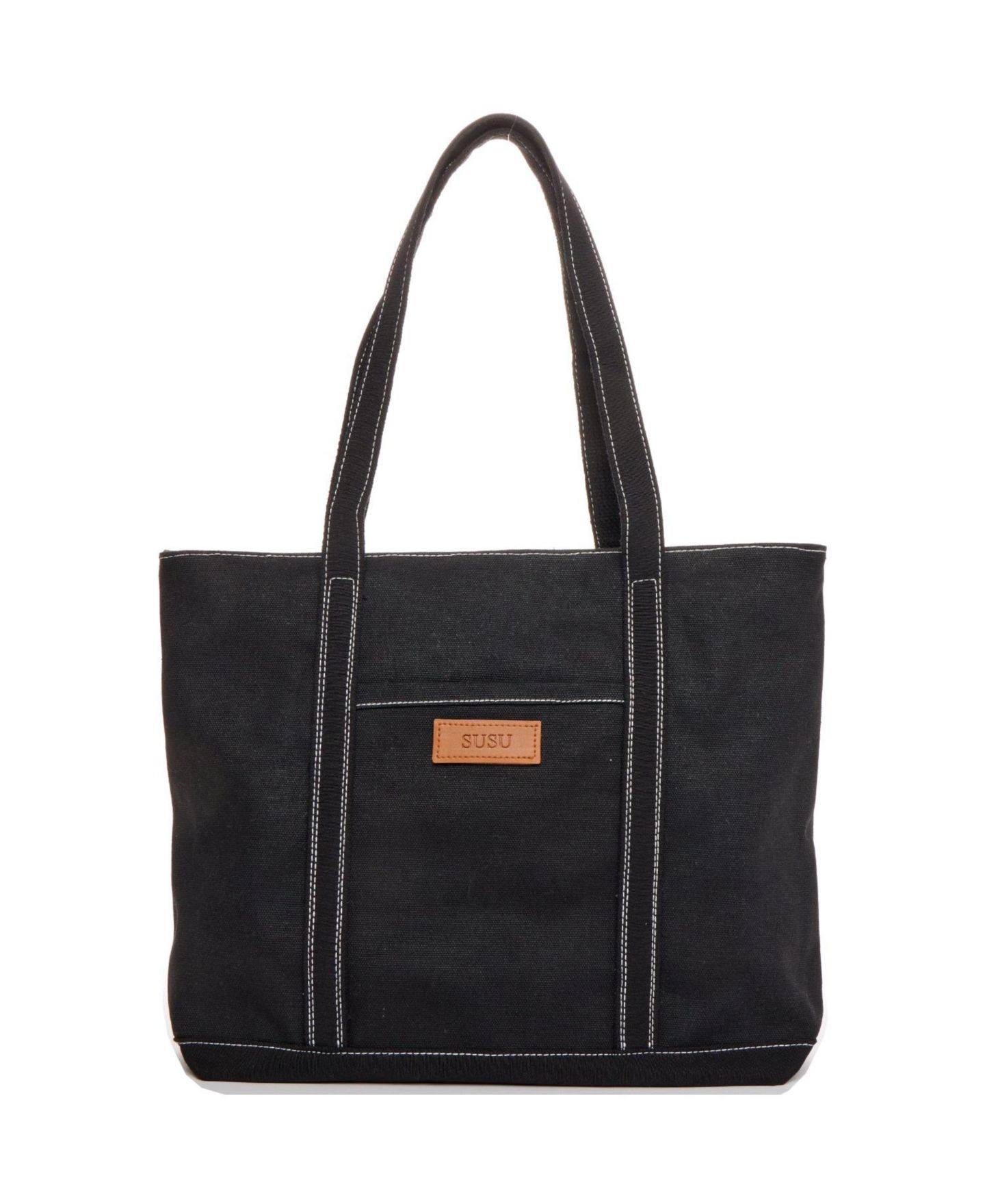 Женская сумка SUSU Canvas Laptop Commuter Work Everyday Shoulder Purse, цвет: Чёрный — фото 1