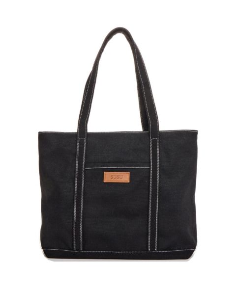Женская сумка SUSU Canvas Laptop Commuter Work Everyday Shoulder Purse, цвет: Чёрный