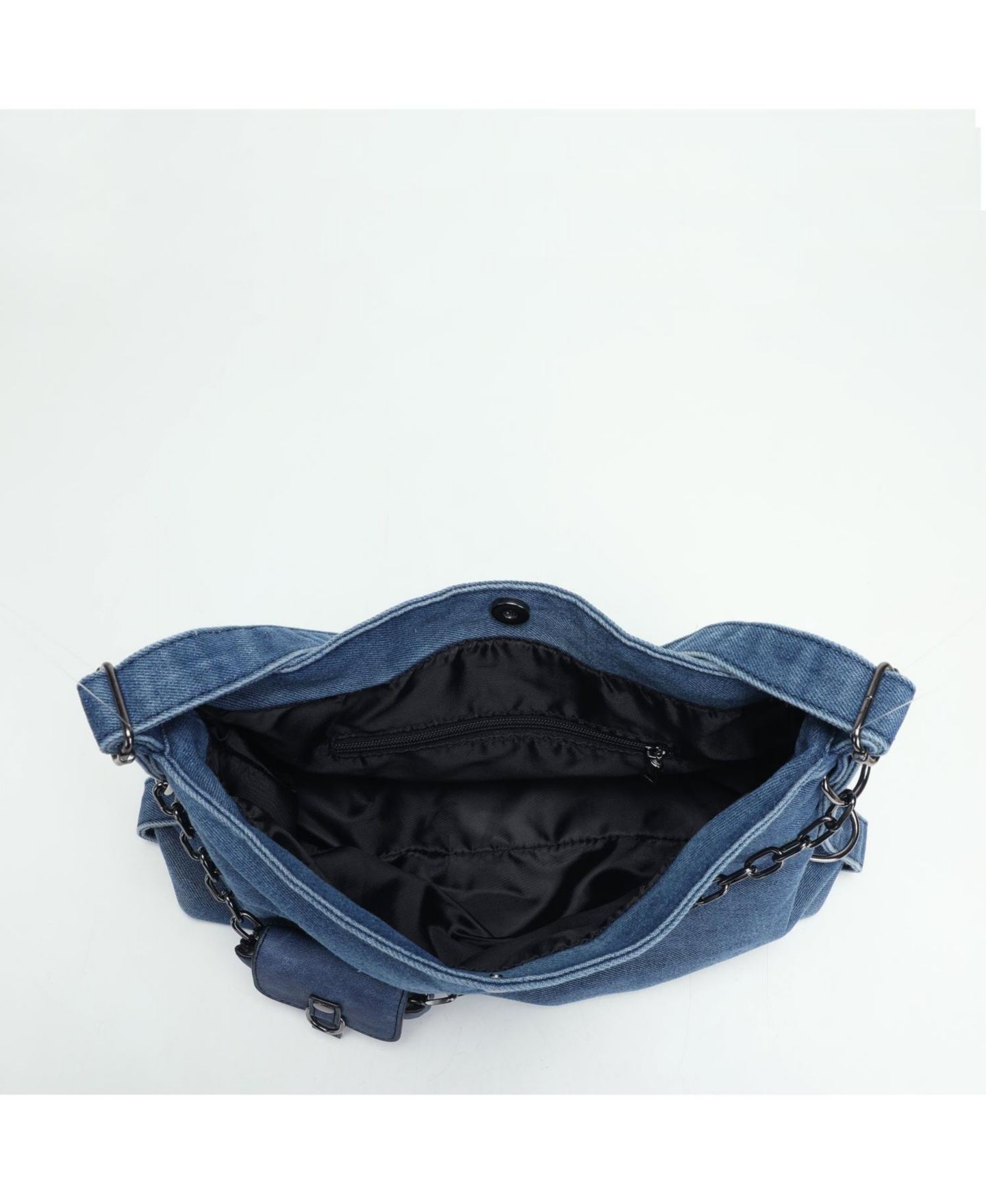 Женская сумка SUSU Drift Hobo Slouchy Shoulder Crossbody Purse Casual Washed Denim Handbag with Chain Accent, цвет: Синий джинсовый / Синий — фото 5