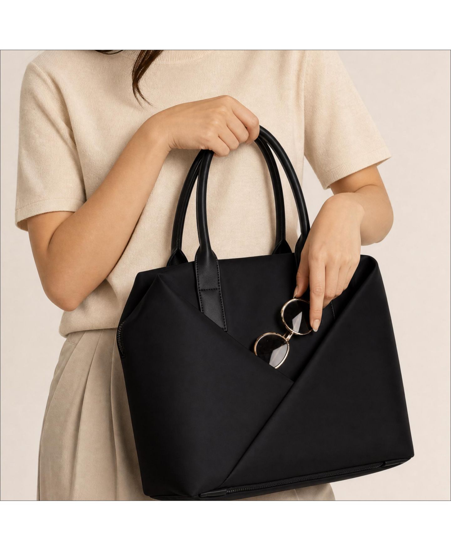 Женская сумка Lux & Nyx Large Origami Tote 15" Laptop Bag for Women, цвет: Чёрный золотой — фото 4