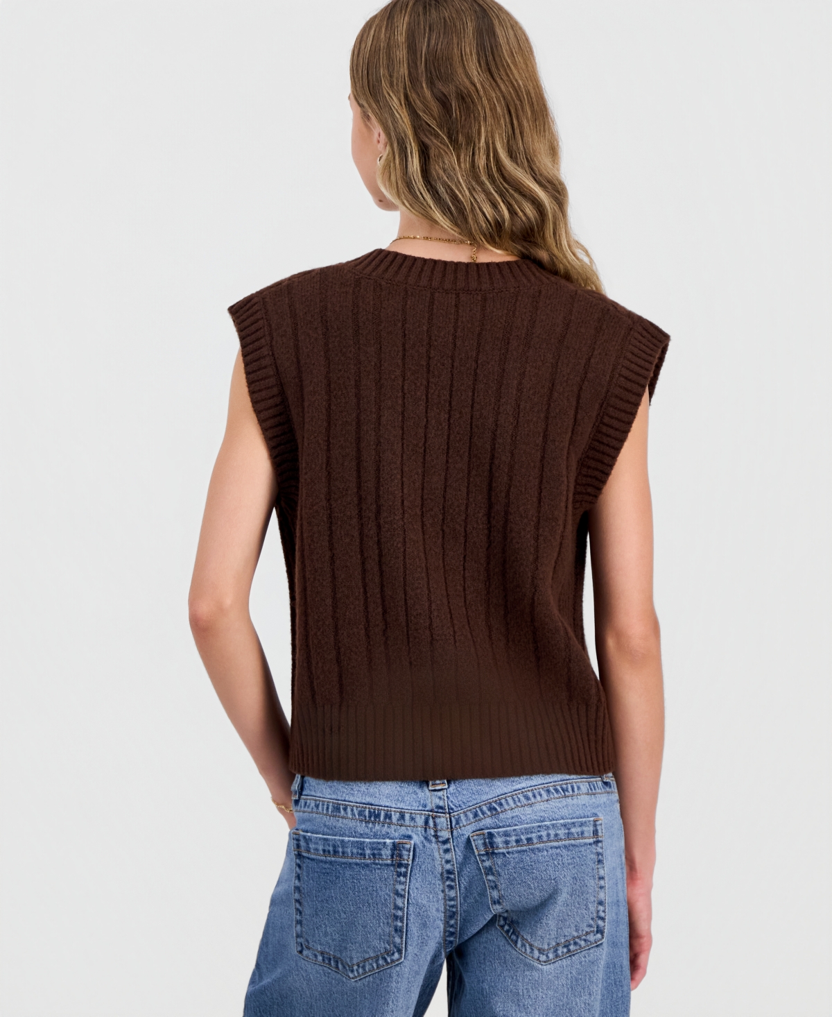 Hooked Up by Iot Juniors' Cable-Knit Sweater Vest