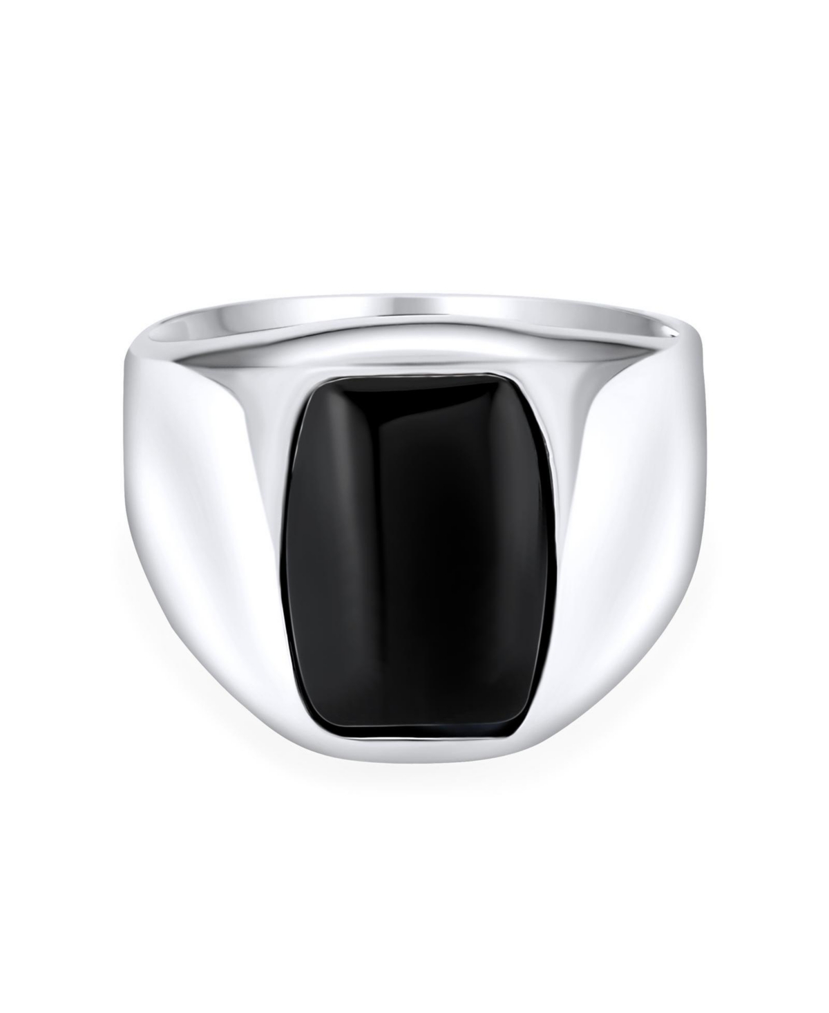 Bling Jewelry Classic Traditional Black Onyx Long Rectangle Signet Ring Sterling