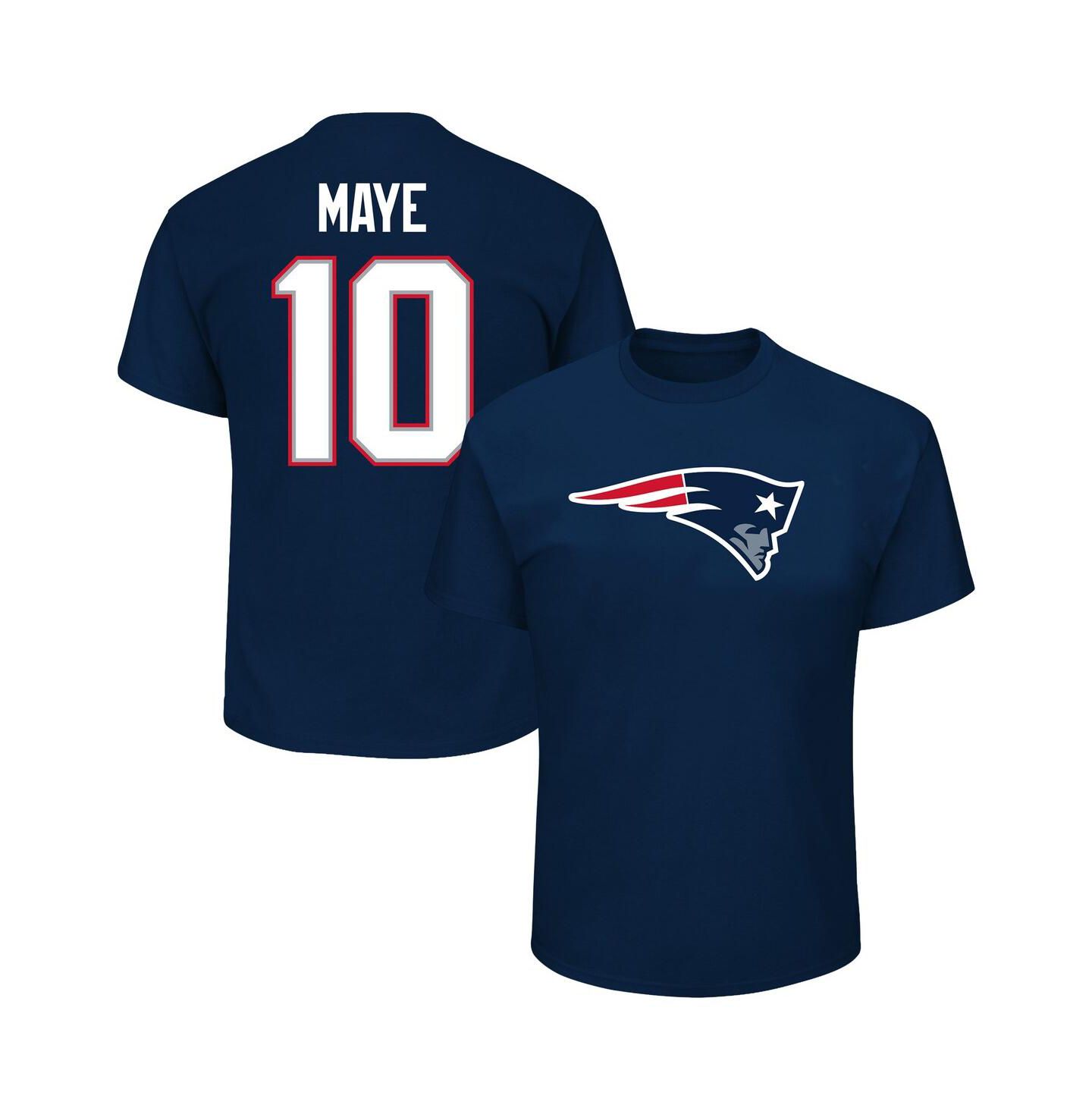 Мужская футболка Fanatics Drake Maye New England Patriots Big & Tall с номером, Navy — фото 1