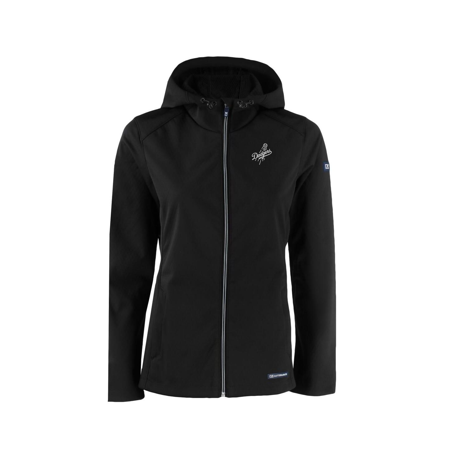 Женская куртка Cutter & Buck Cutter Buck Black Los Angeles Dodgers Evoke Eco Softshell Full-Zip Hoodie Jacket — фото 2