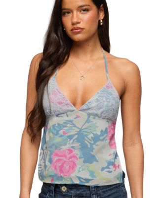 Women's Bloomey Printed Backless Halter Top