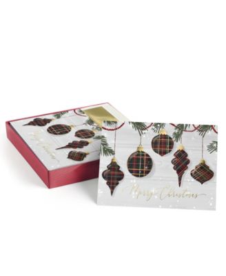 Plaid Ornaments Boxed Holiday Cards