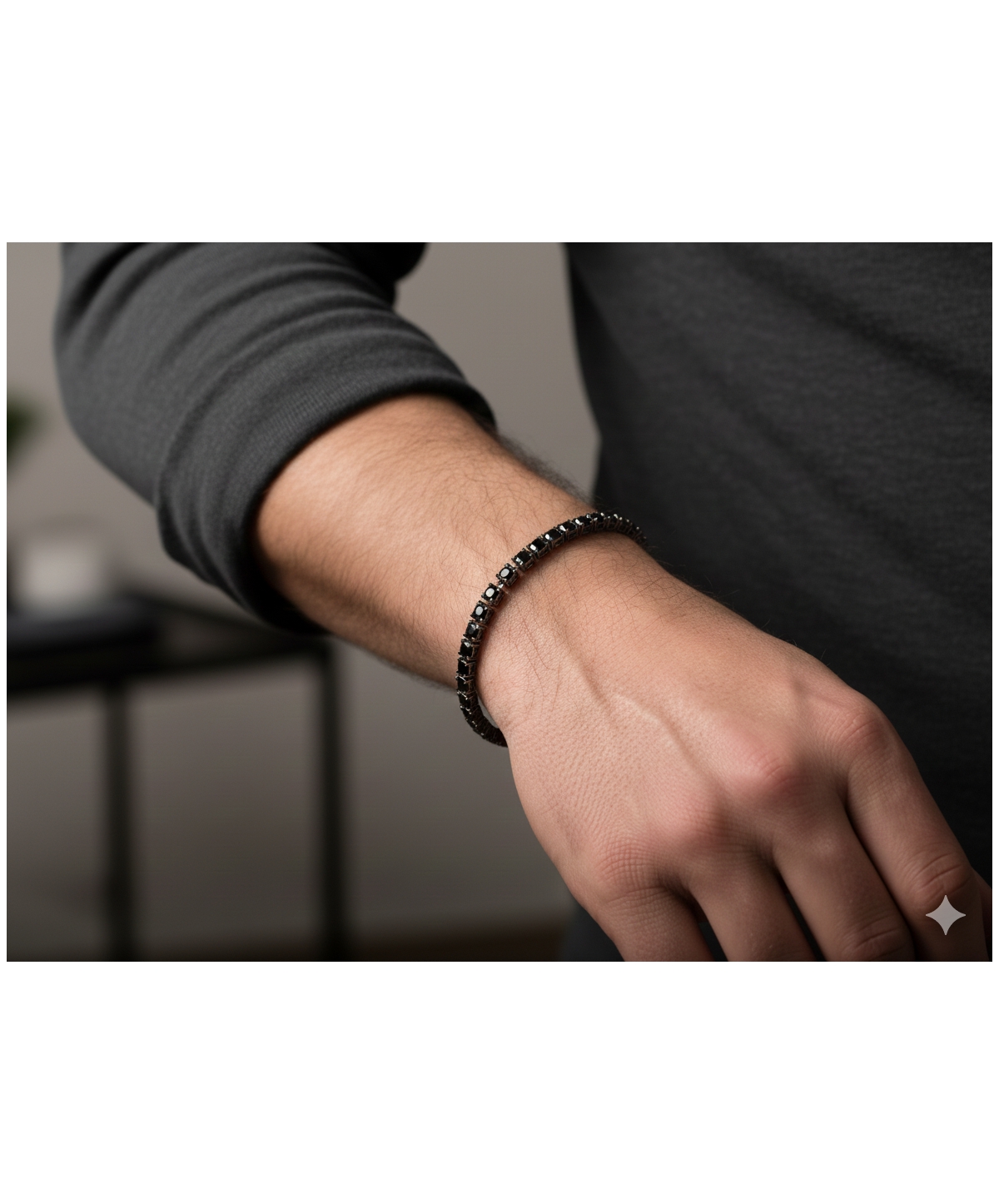 Metallo Mens Stainless Steel Round Cz Tennis Bracelet