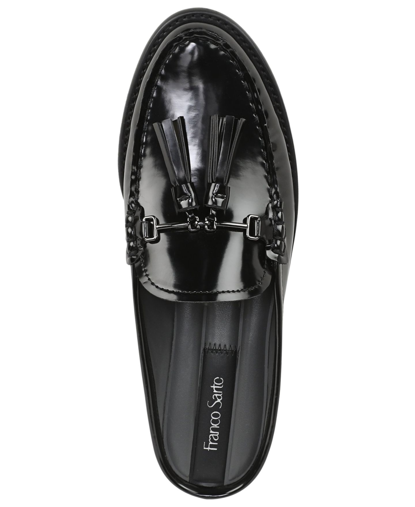 Женские сабо Franco Sarto Callen Almond Toe Mules, цвет: Чёрный искусственная лаковая кожа — фото 4