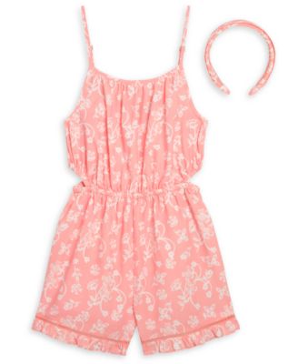 Girls' 4-6X Sleeveless Romper and Headband, 2-Piece Set