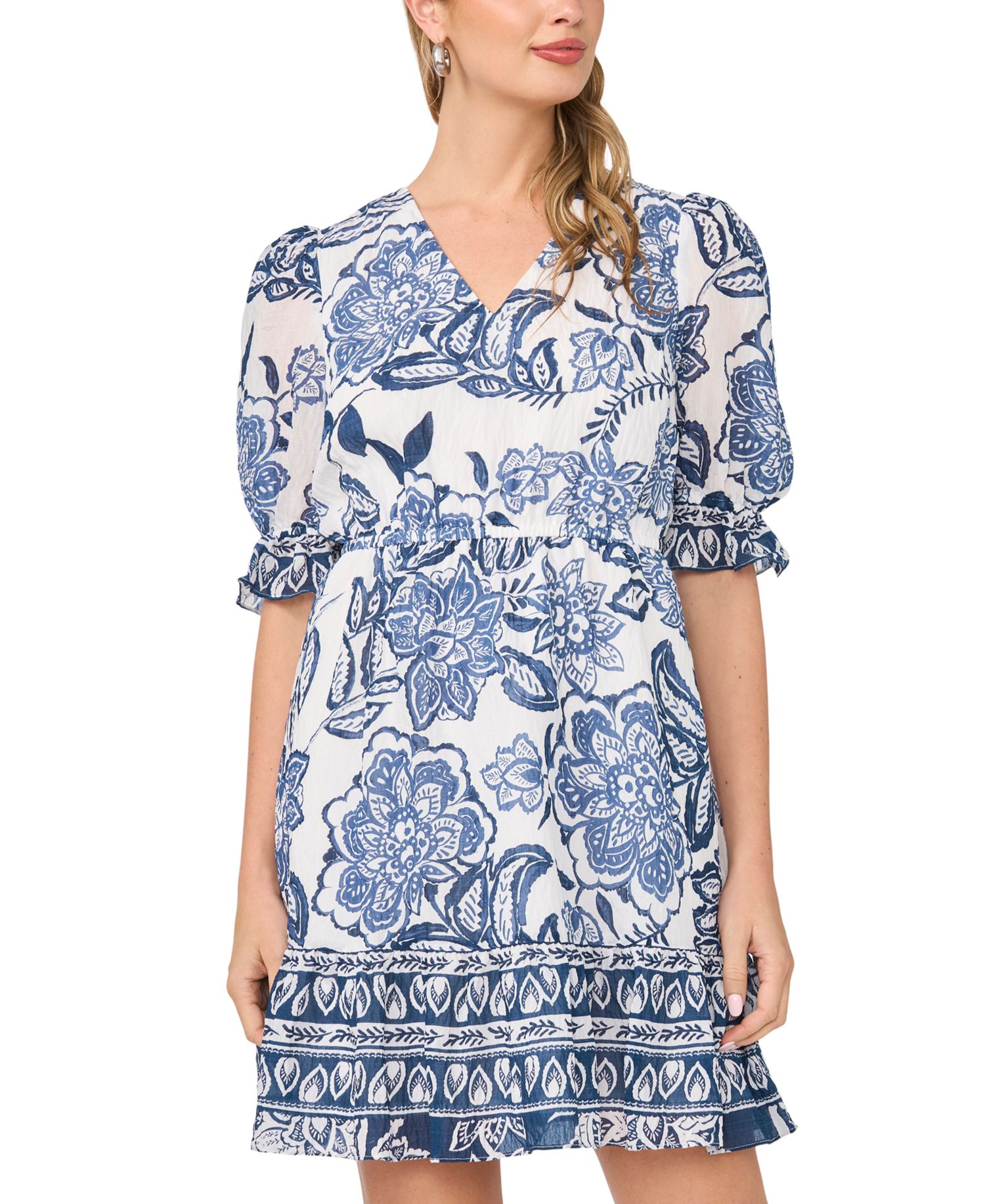 Women's V-Neck Ruffle-Hem Dress