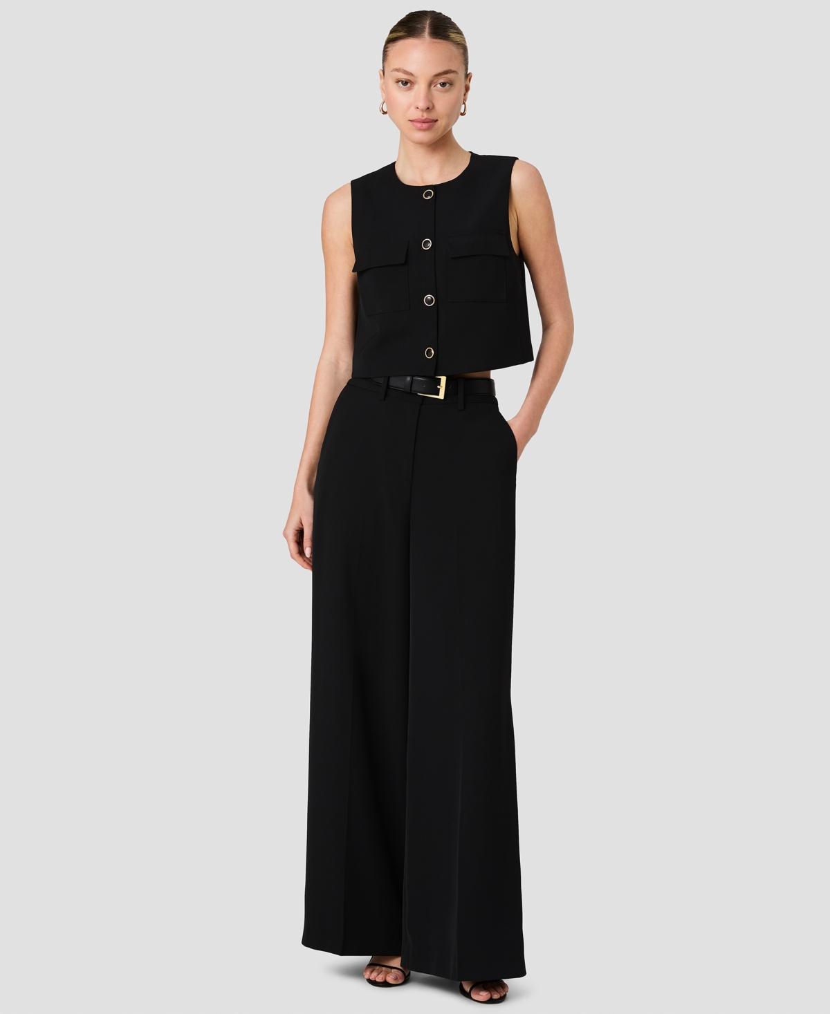 French Connection Women's Harry Suiting Sleeveless Button-Front Top