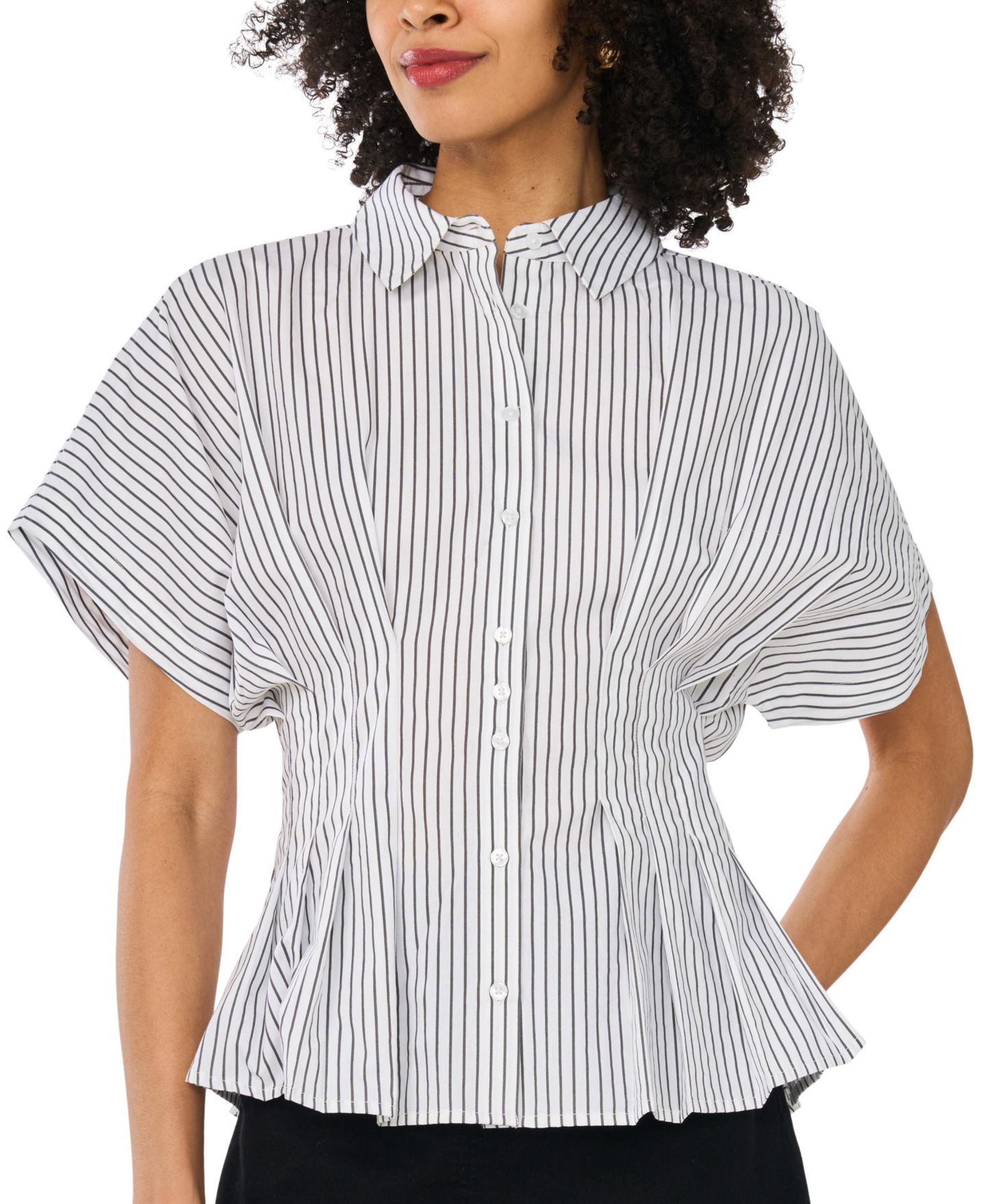 Женская блузка Vince Camuto Pleat Waist Dolman-Sleeve Blouse, цвет: Слоновая кость — фото 1