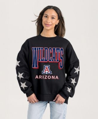Women's Black Arizona Wildcats Pure Victory Relaxed Rhinestone Pullover Sweatshirt