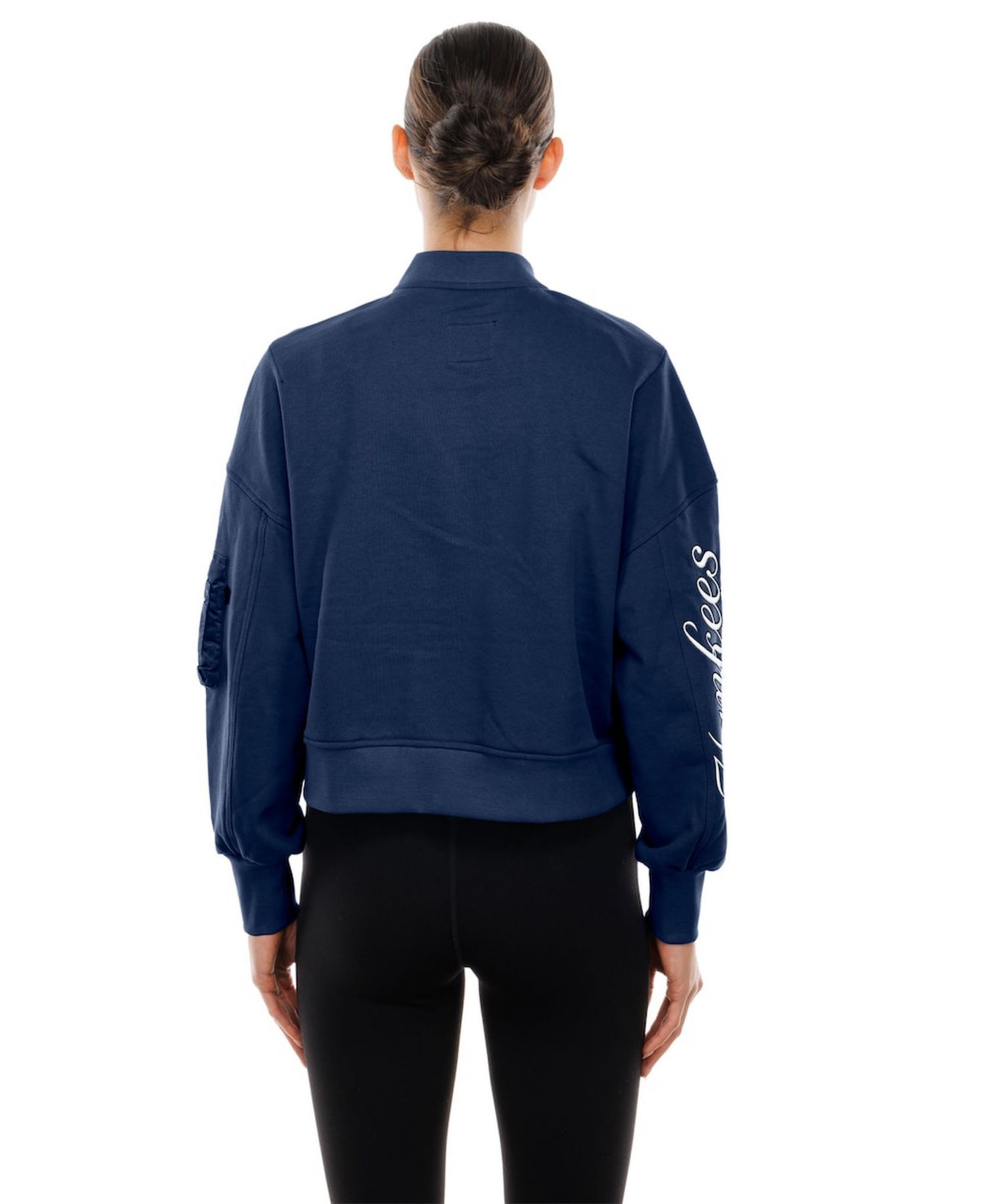 X Alpha Industries Women's Navy New York Yankees Cropped Full-Zip Jacket
