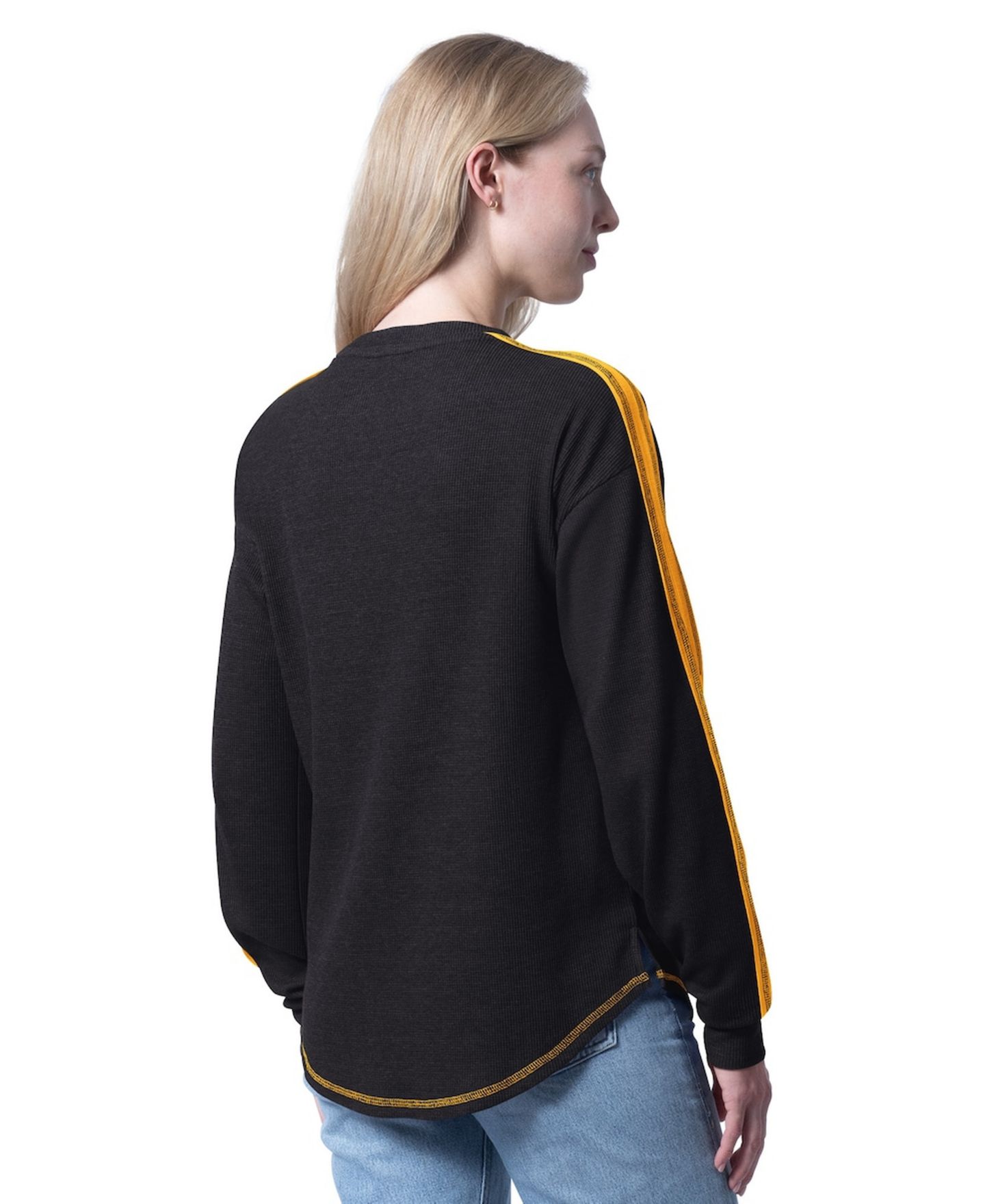 Женская футболка G-III 4Her by Carl Banks Black Boston Bruins Advantage Thermal Long-Sleeve Tri-Blend — фото 2