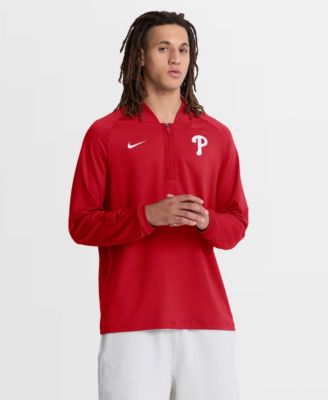 Men's Red Philadelphia Phillies Authentic Collection Dri-FIT Raglan Half-Zip Pullover Sweatshirt