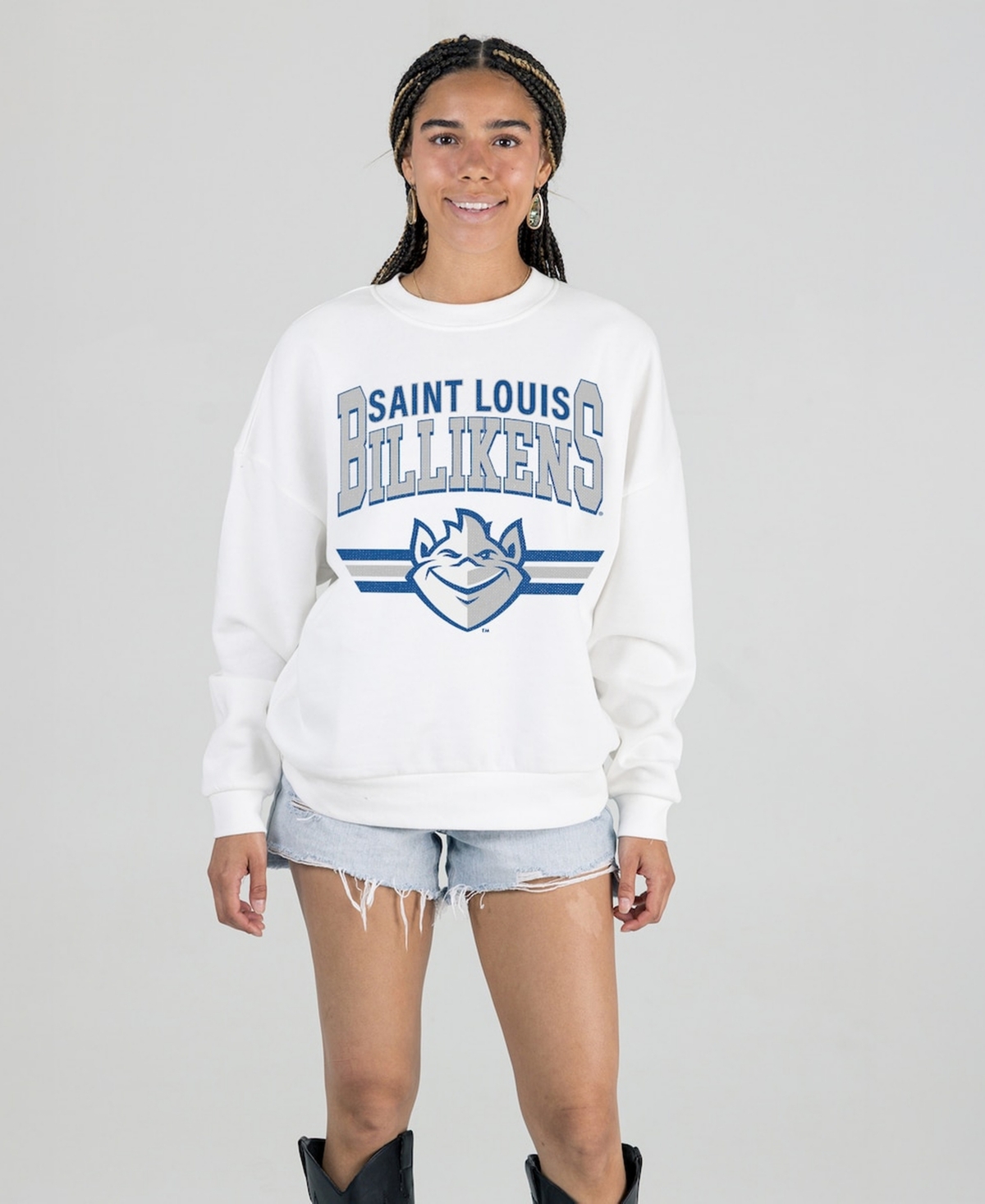Gameday Couture Women's White Saint Louis Billikens Oversized Premium Fleece Sweatshirt