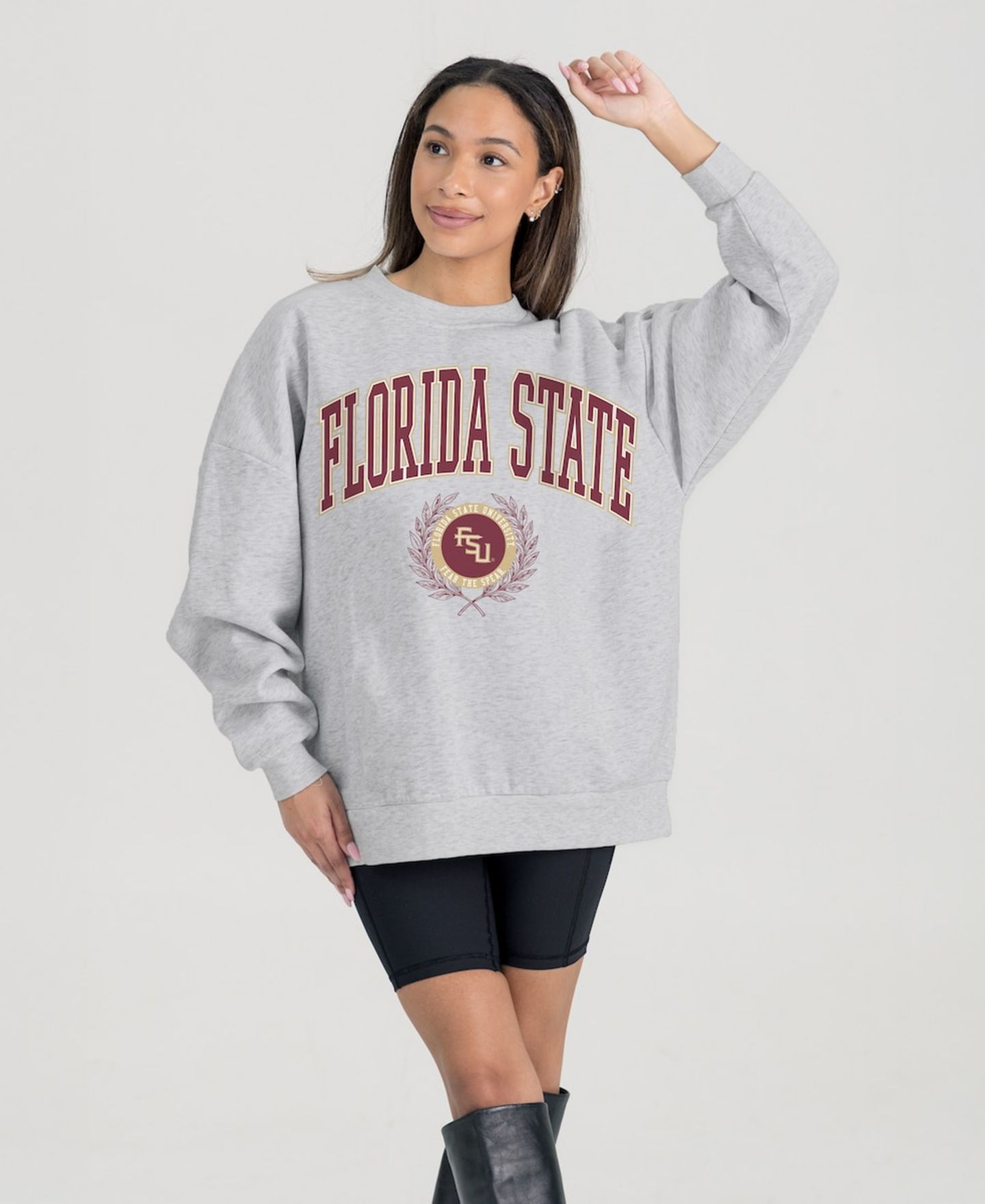 Женская толстовка Gameday Couture Ash Florida State Seminoles Oversized Tradition Refined Premium Fleece — фото 3