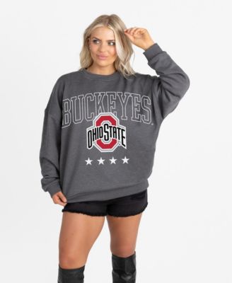 Women's Charcoal Ohio State Buckeyes Oversized Rising Stars Premium Fleece Drop Shoulder Sweatshirt