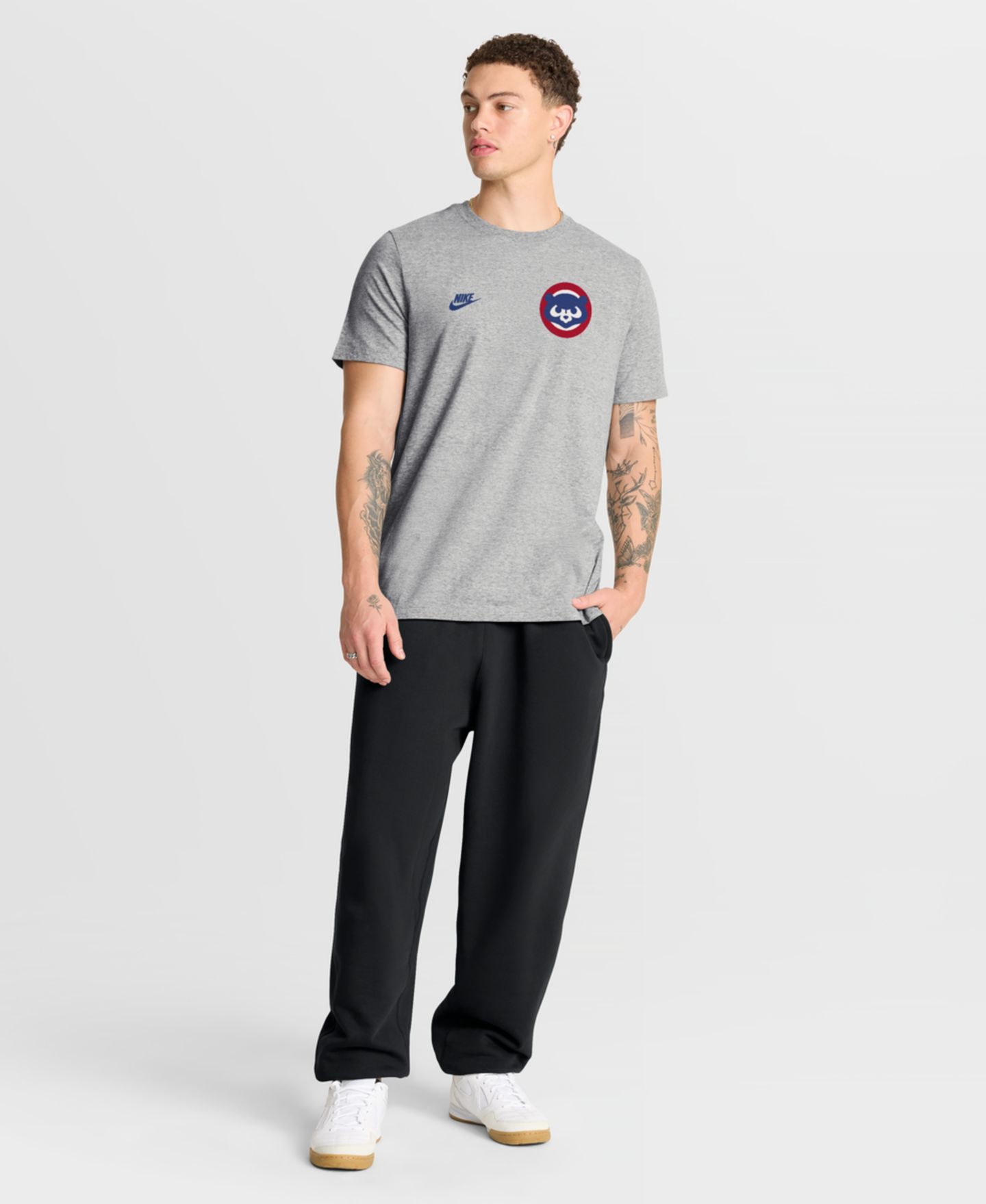 Мужская футболка Nike Heather Gray Chicago Cubs Cooperstown 2-Hit — фото 3