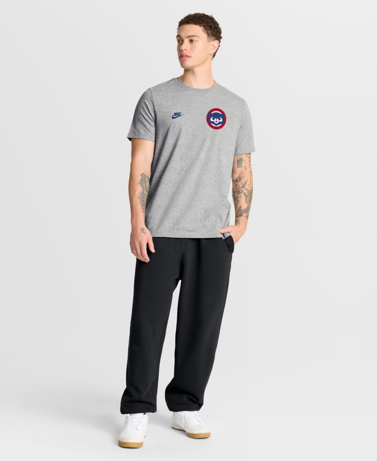 Men's Heather Gray Chicago Cubs Cooperstown 2-Hit T-Shirt