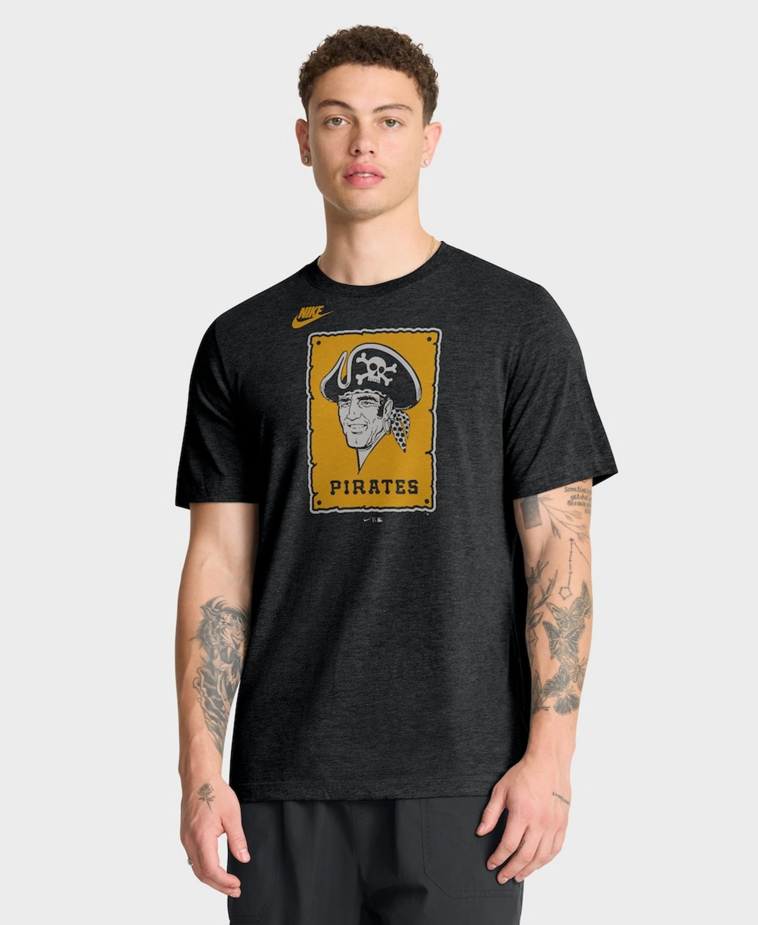 Men's Heather Black Pittsburgh Pirates Cooperstown Logo Tri-Blend T-Shirt