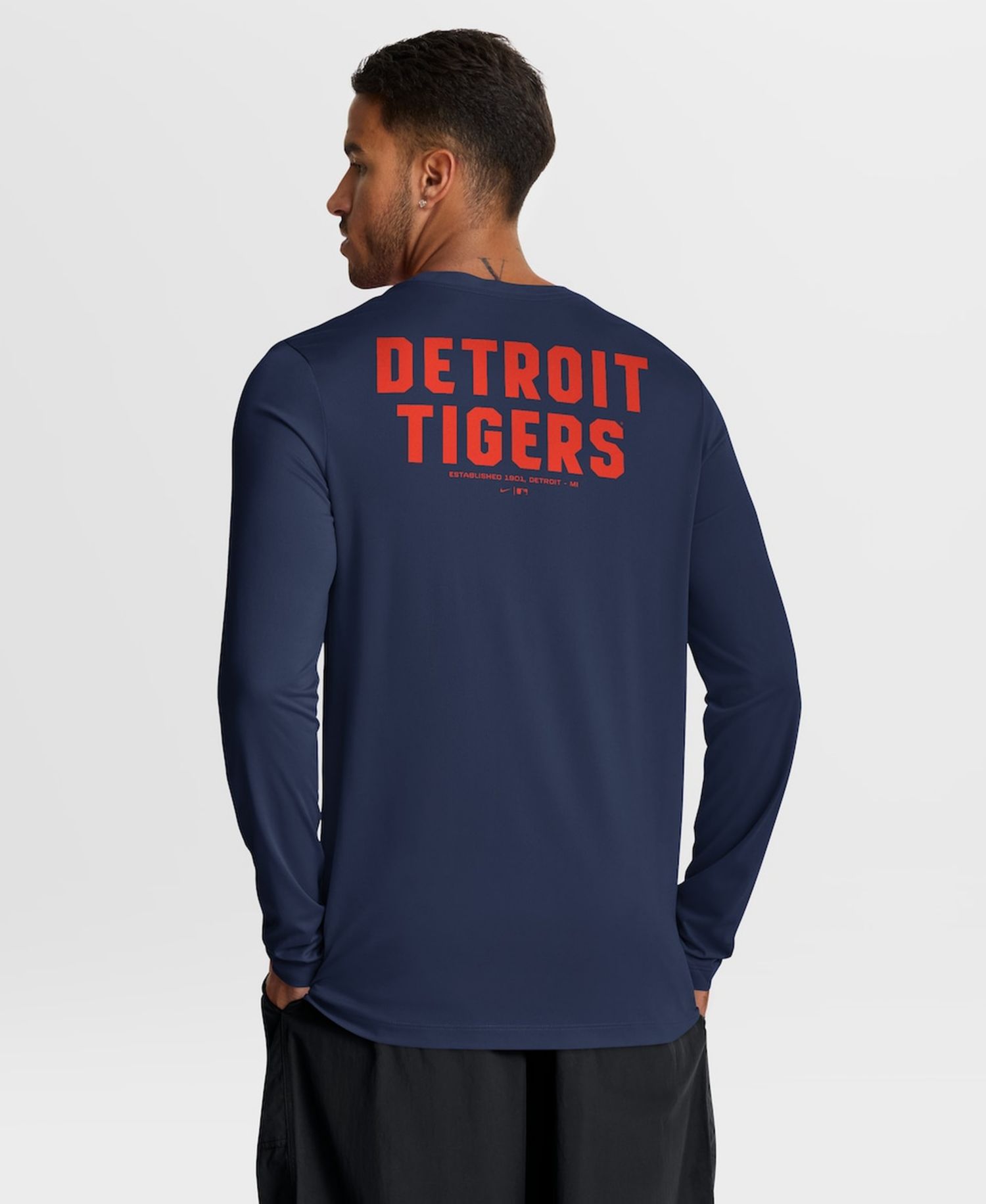 Men's Navy Detroit Tigers 2-Hit Legend Dri-FIT Long Sleeve T-Shirt