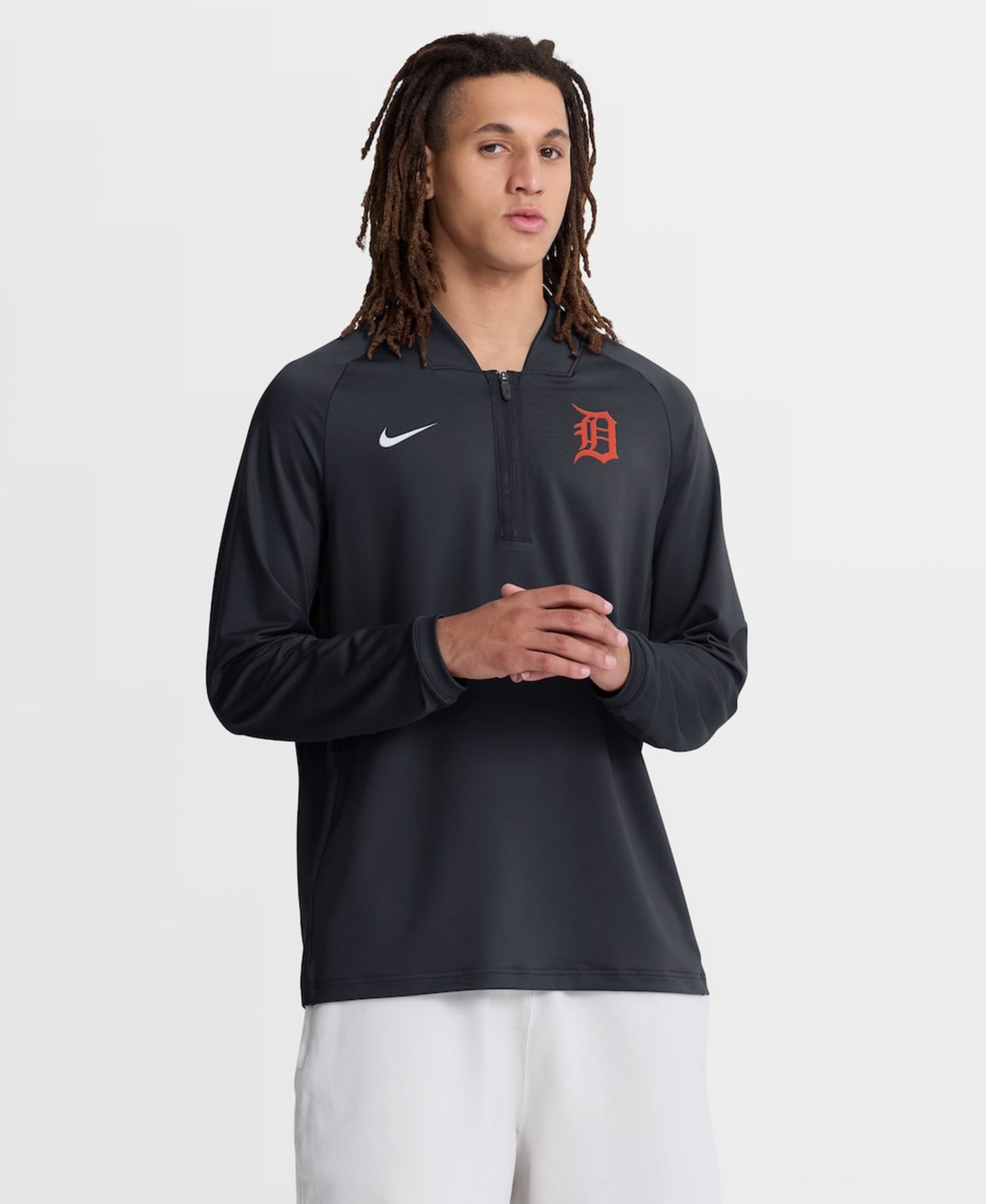 Men's Navy Detroit Tigers Authentic Collection Dri-FIT Raglan Half-Zip Pullover Sweatshirt