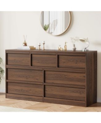7 Drawer Dresser for Bedroom, 54 inch Wide, 7 Chest of Drawers with Large Storage, Wooden Dresser Organizer for Living Room, Entryway