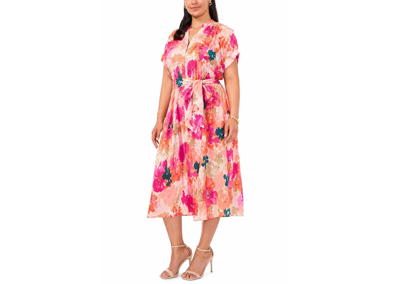 Plus Size Split Crewneck Midi Dress