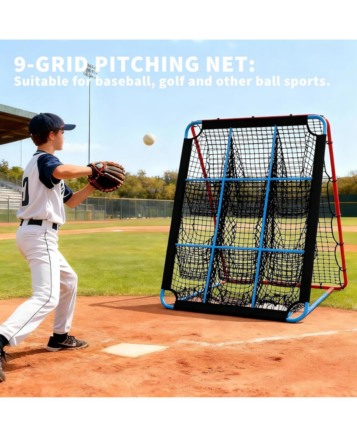 Xo 4x4 Ft Baseball Pitching Net, 2-in-1 Rebounder with Strike Zone, Portable Training Net for Baseball Softball Practice