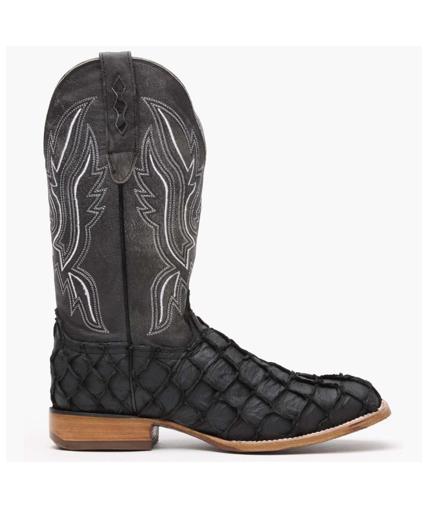 Мужские ботинки Durango Premium Exotics Pirarucu Western Boot, цвет: Матовый чёрный — фото 2
