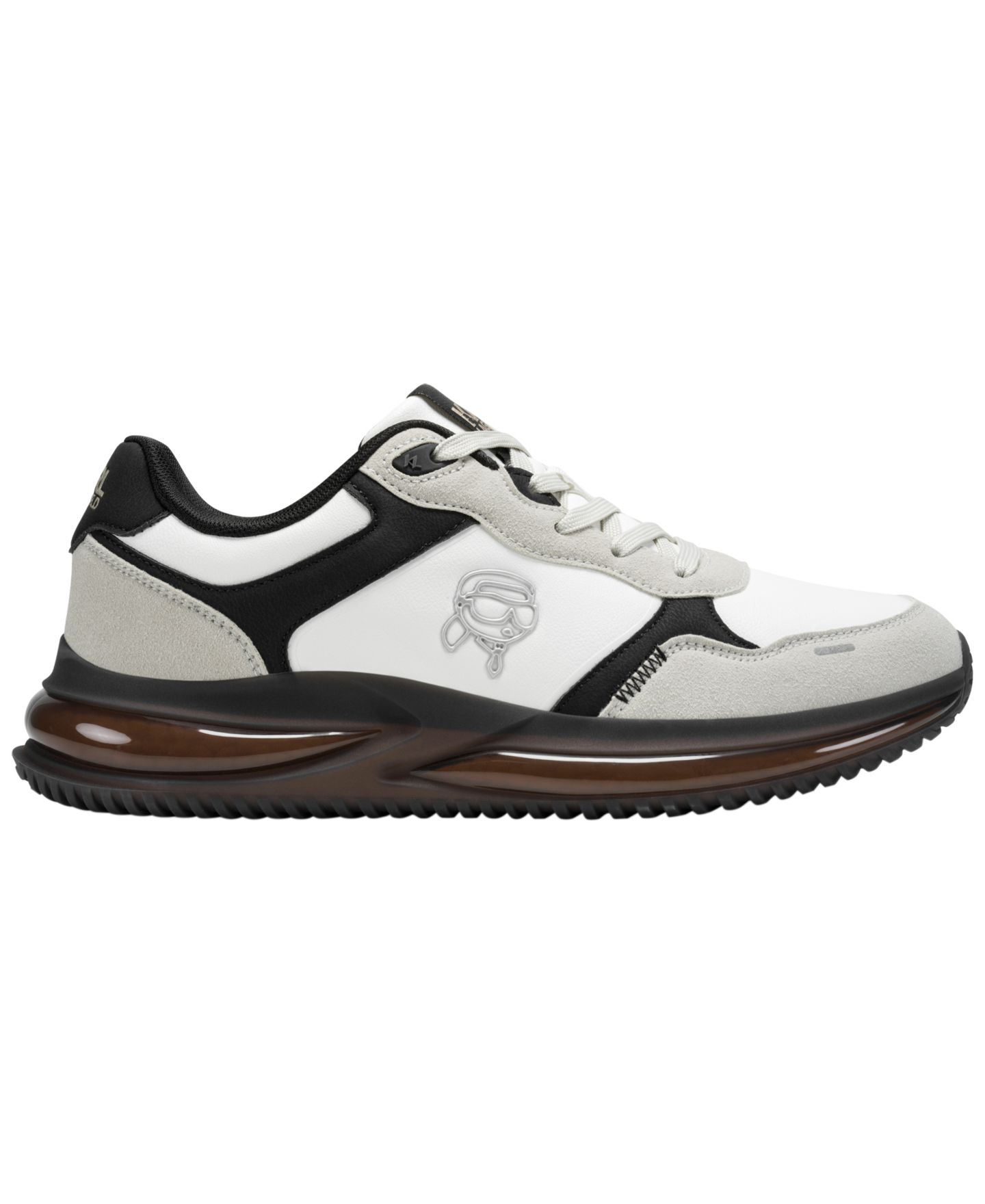 Мужские кроссовки KARL LAGERFELD PARIS Karl Lagerfeld Nadir Mixed-Media Lace-Up Runner, цвет: Белый / Серый — фото 2