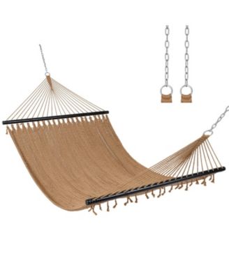 Double Caribbean Hammock with Spreader Bar for Patio Poolside