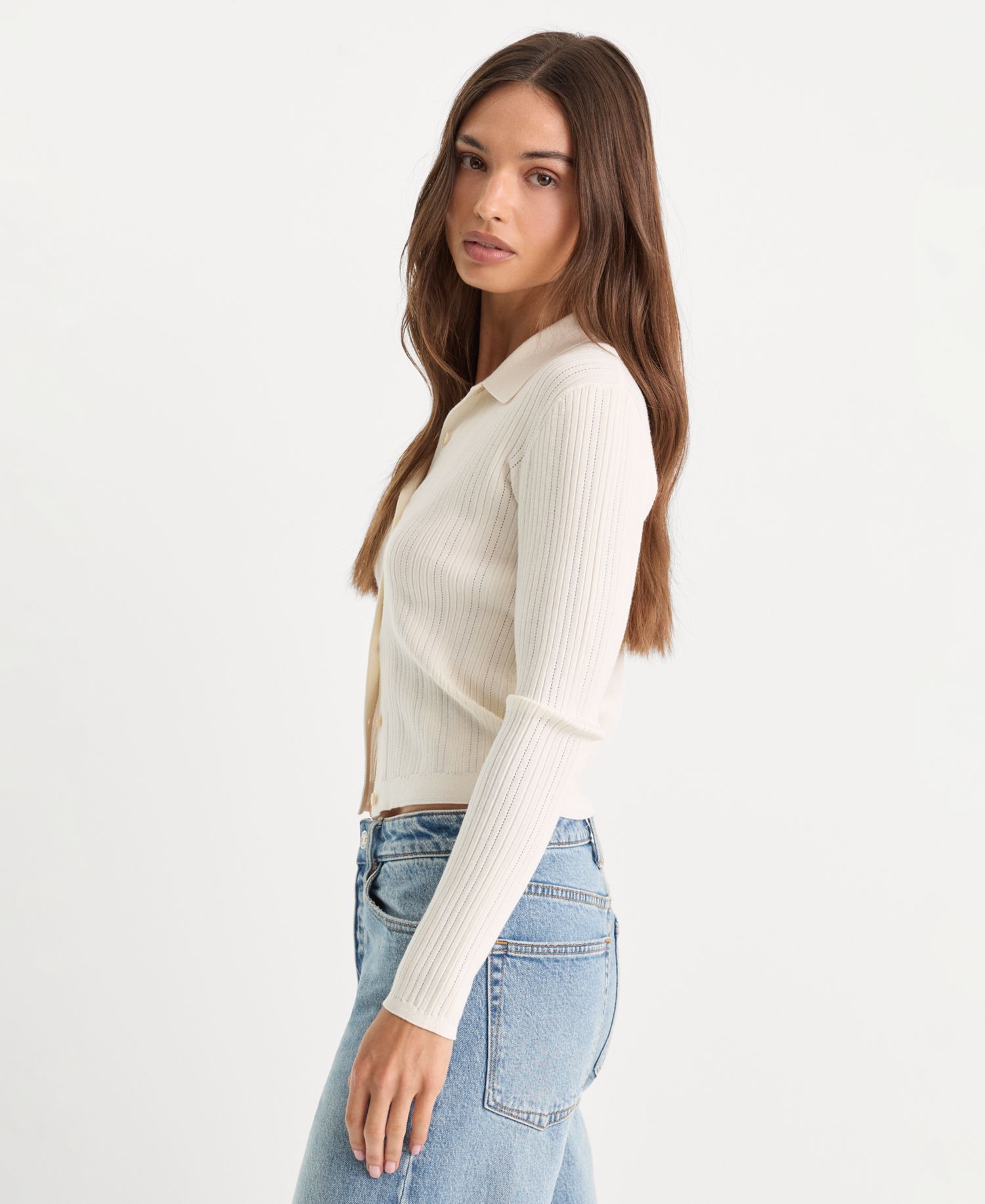 Women's Long-Sleeve Collared Cardigan