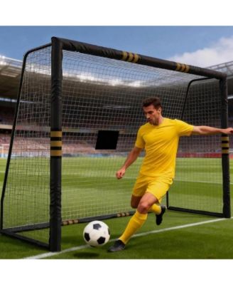 8FT Soccer Goal, Metal Frame with Foam Padded Posts, Weatherproof Net, Easy Assembly Backyard Training Goal