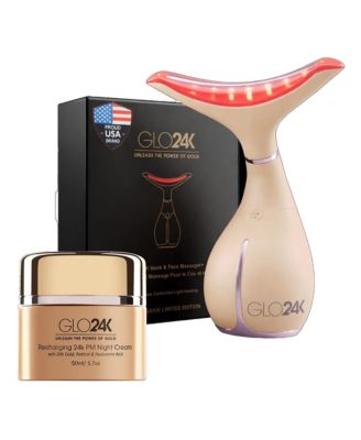 7 Color LED Neck and Face Beauty Device and 24K Recharging PM Night Cream