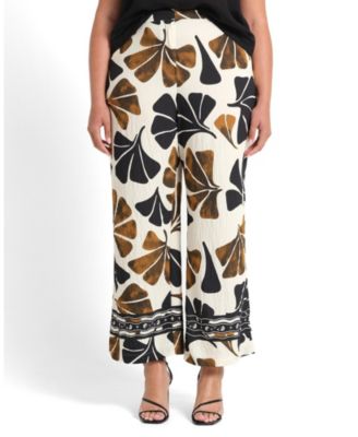 Women's Elaris Linen Print High Rise Wide Relaxed Pant