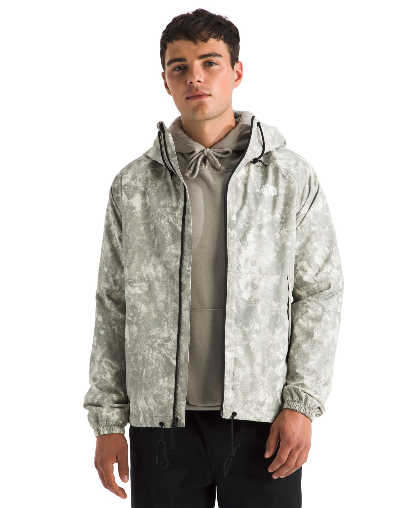 Мужская куртка The North Face Print Antora Rain Hooded, цвет: Каменный меловой с принтом — фото 1