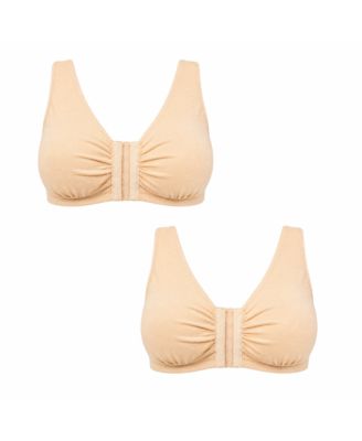 Women's Ease Cotton Front Closure Bra for Mastectomy 2-Pack