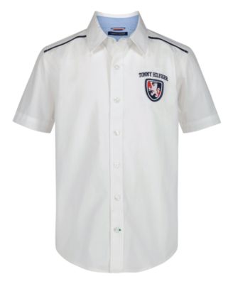 Boys' 8-20 Logo Short-Sleeve Button-Front Shirt