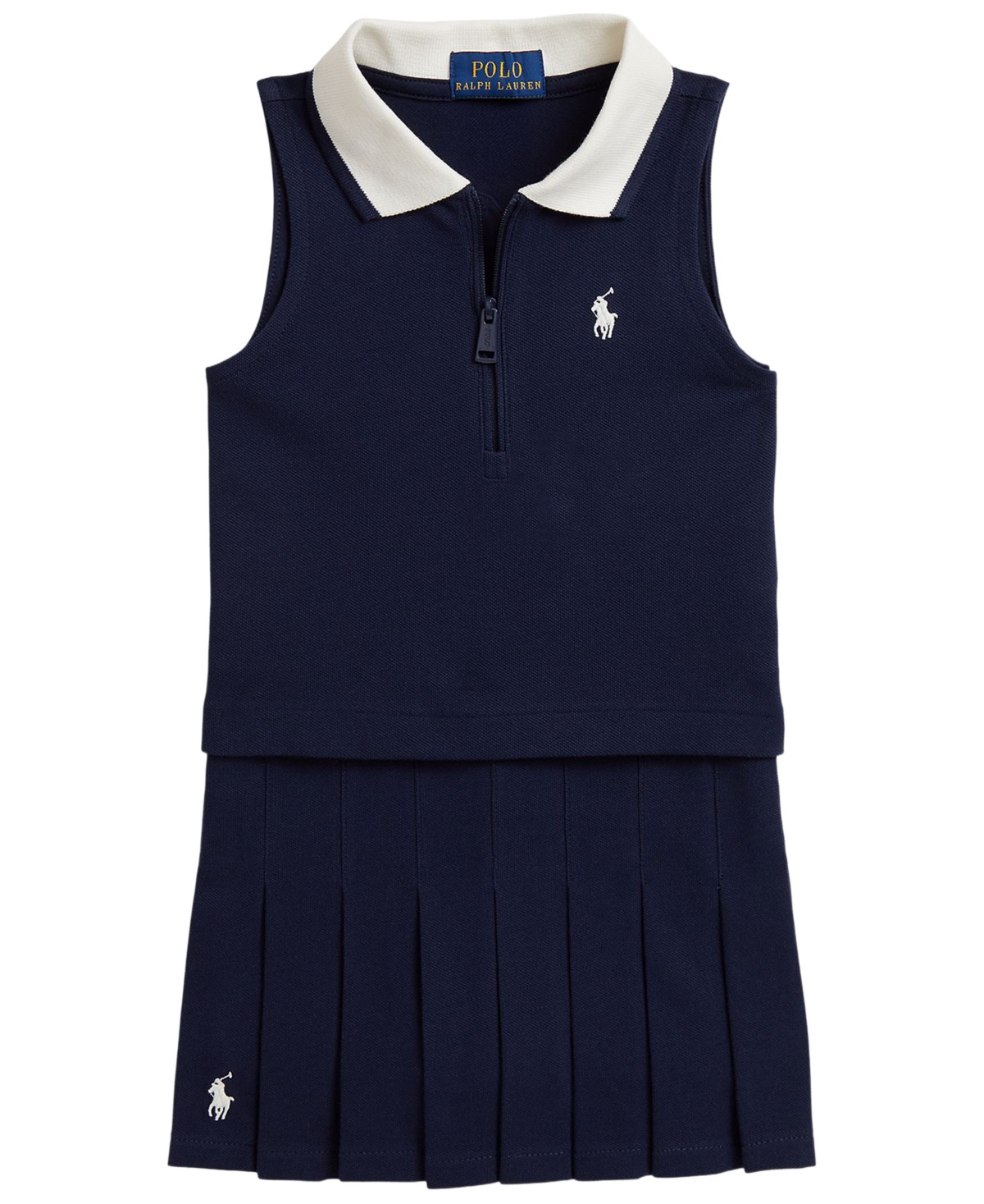 Polo Ralph Lauren Girls' 2T-6X Stretch Mesh Boxy Polo Shirt and Skort, 2-Piece Set — фото 1