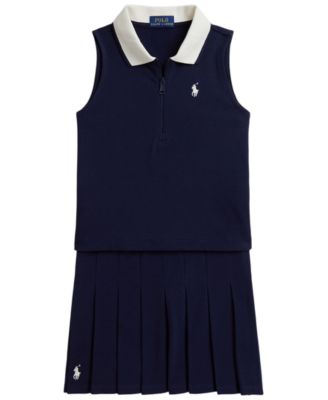 Girls' 7-16 Stretch Mesh Boxy Polo Shirt and Skort, 2-Piece Set