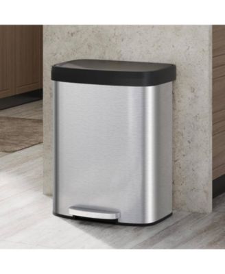 Step-on Kitchen Stainless Steel Trash Can, Trash Bin with Soft-Close Lid
